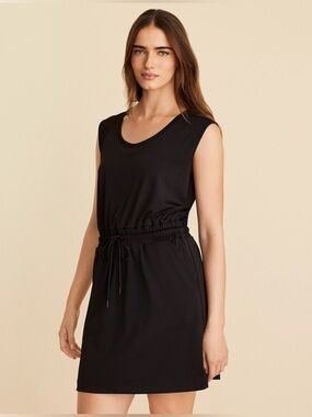 Loft Lou & Grey Luvstretch Drawstring Pocket Dress Sleeveless Black size medium